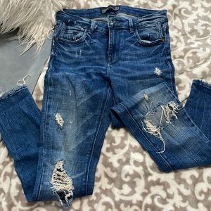 Zara dark blue ripped jeans